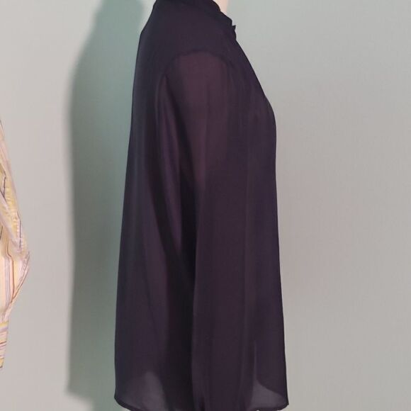 Women's blue Sheer blouse. Large, long sleeves, mature, oversized. - Picture 4 of 8